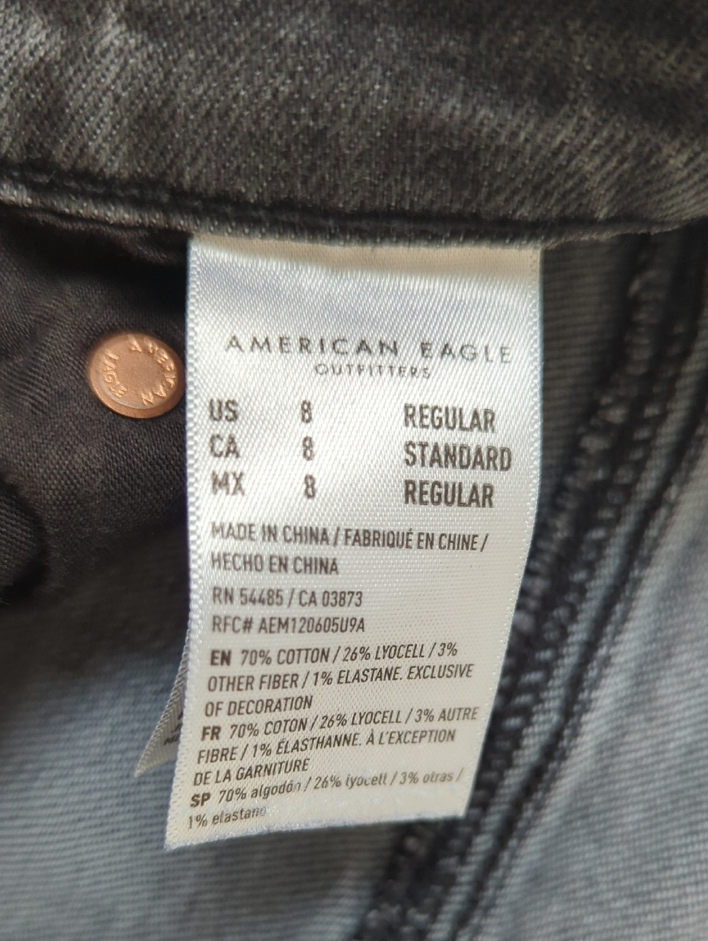 American Eagle Classic Retro 90s Boyfriend Relaxed High Waisted Jeans Black 8 - Picture 10 of 15